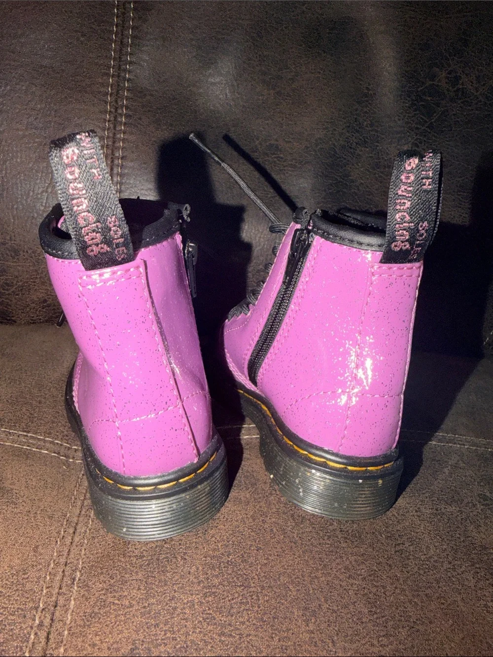 NWOT Purple Glitter Zip & Lace Up Dr Martins Boots